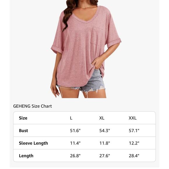 New NWT Pink Oversized Loose Fit Half Sleeve V-Neck Y2k Women's Size Small - Picture 5 of 5